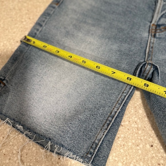 Free People Cut Out Jorts Shorts Blue Button Fly Pacific Blue Wash Size 26 NWT - Picture 8 of 12